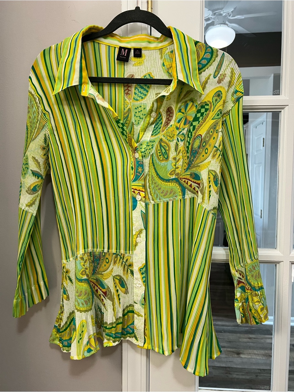 Milano Green & Yellow Striped Paisley Button-Down Shirt